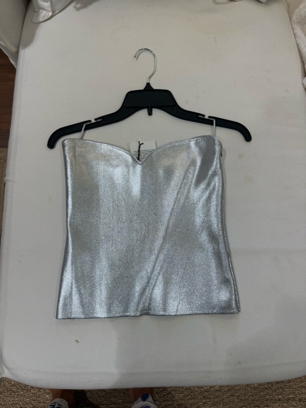 Zara Silver Metallic Strapless Bustier